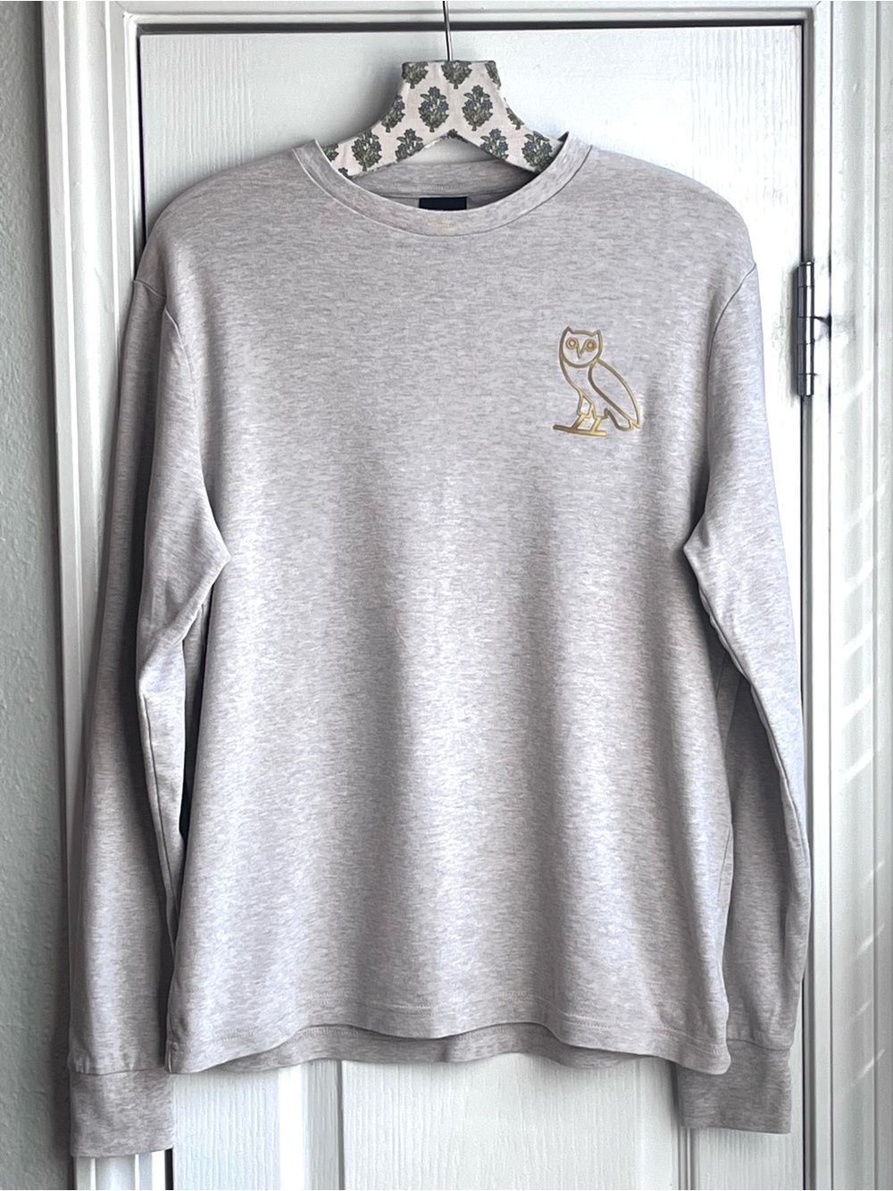 OVO October’s Very Own Drake Owl Oatmeal Pullover Long Sleeve Shirt Size Medium